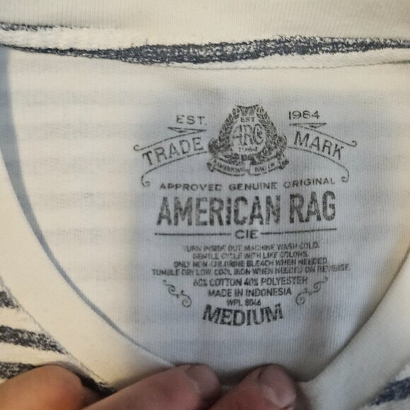 Mens blue and white striped shirt from American Rag size medium. - Picture 5 of 8